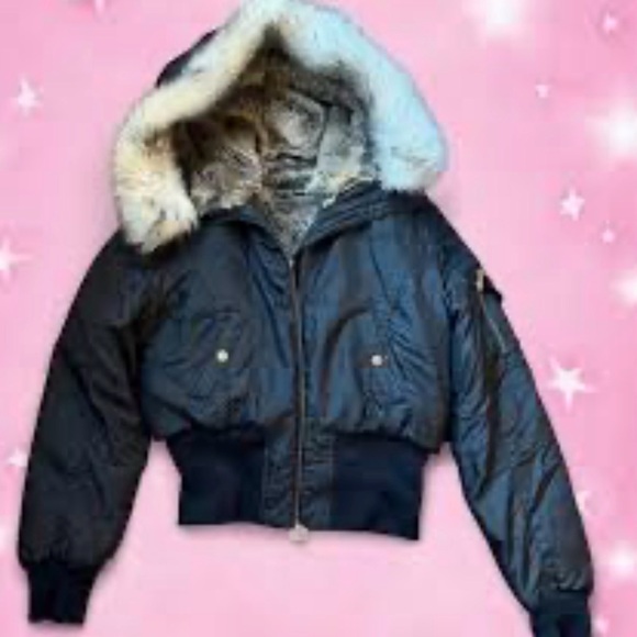 Black Hooded Jacket with faux Fur Trim - Picture 5 of 5